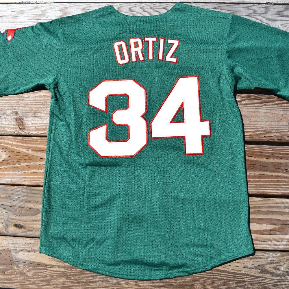 New David Ortiz Boston Red Sox St Patrick's Day Green Baseball Jersey Men's Size